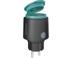 Ledvion - Smart Buitenstekker - 50m Bereik - WiFi Stopcontact Incl. Ingebouwde WiFi Energiemeter - IP44 - Stembediening/ Calex Smart App