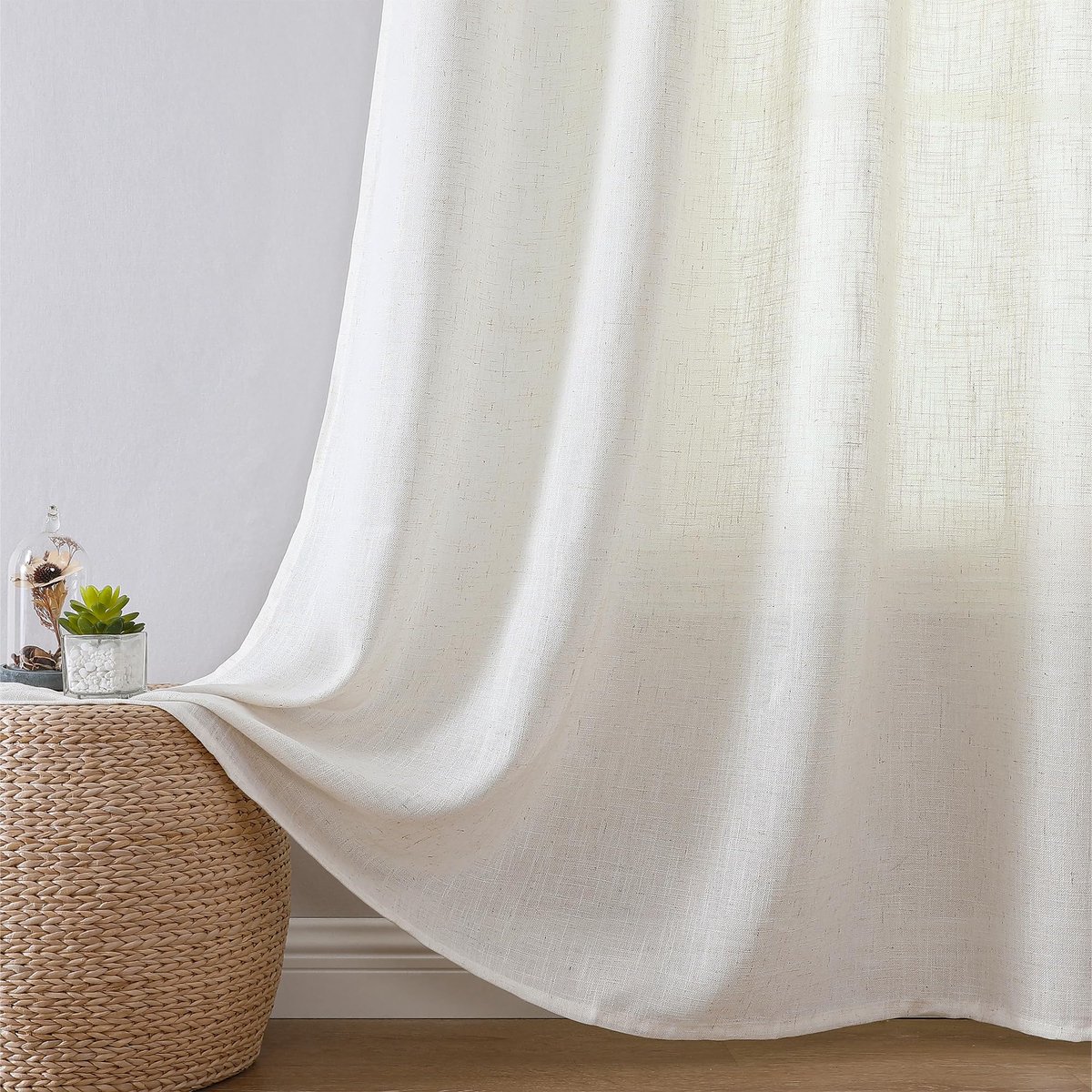 My Ninki ® Luchtige Linnen Gordijnen met Elegante Inslagringen voor Stijlvolle Huizen - Set van 2, 260 x 132 cm