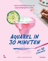 Aquarel Werkboek Voor Volwassenen En Kinderen - 12 Kleuren Verf, Penseel & Spiraalbinding 17x22 Cm