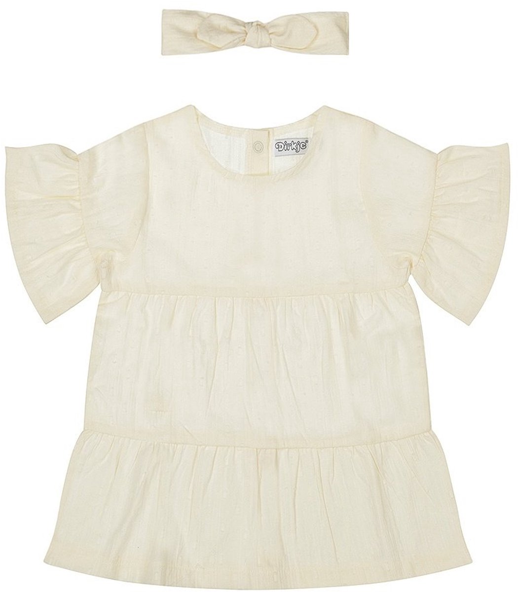 Dirkje meisjes jurk+ haarband Off white - 03 Girls little flowers
