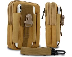 Hoesje geschikt voor ZTE Blade S6 LUX in roze camouflage tactische mobiele telefoon molle EDC etui compatibel schoudertache militaire riem case cover