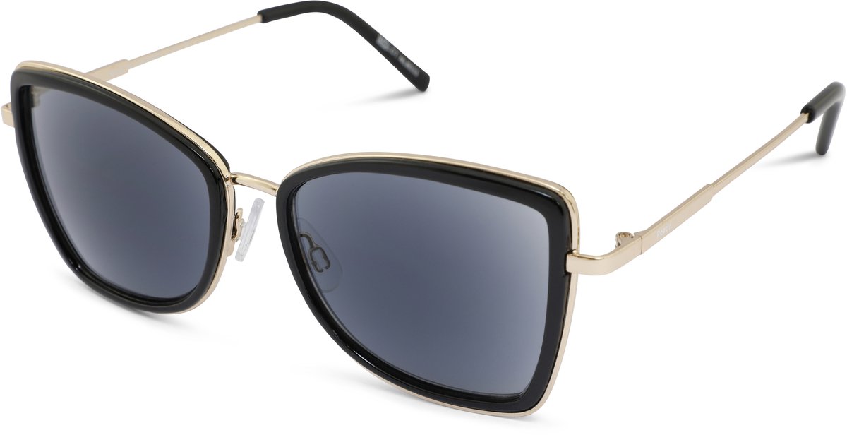 Readr. JANE – Zonneleesbril - Kleur goud/zwart – Sterkte +2.00 – Grote UV400 glazen – Dames model – Stevige poten met zwarte tips – Oversized – Incl. etui en doekje