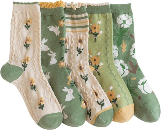 Chaussettes mignonnes en Katoen à motif Fleurs Vintage, jolies Chaussettes en dentelle à volants et à volants pour Filles , Collection pour femmes