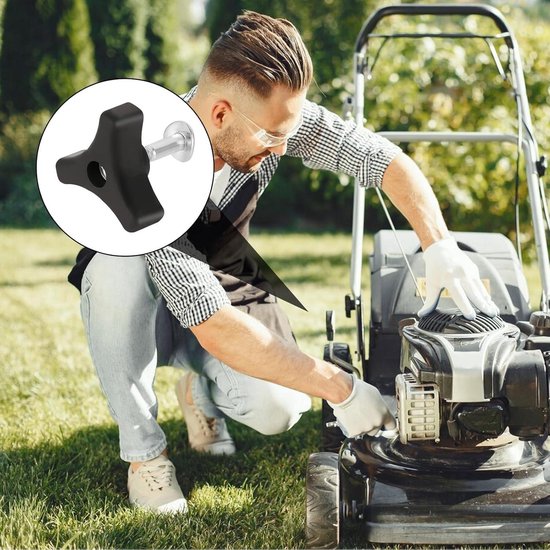 4 sets grasmaaier handvat bouten, driehoek handvat knop moer schroef bout driehoek handvat knop moer schroef bout grasmaaiers handvat vleugelmoer en bout voor grasmaaier en andere grasmaaier van QWORK — afbeelding 3