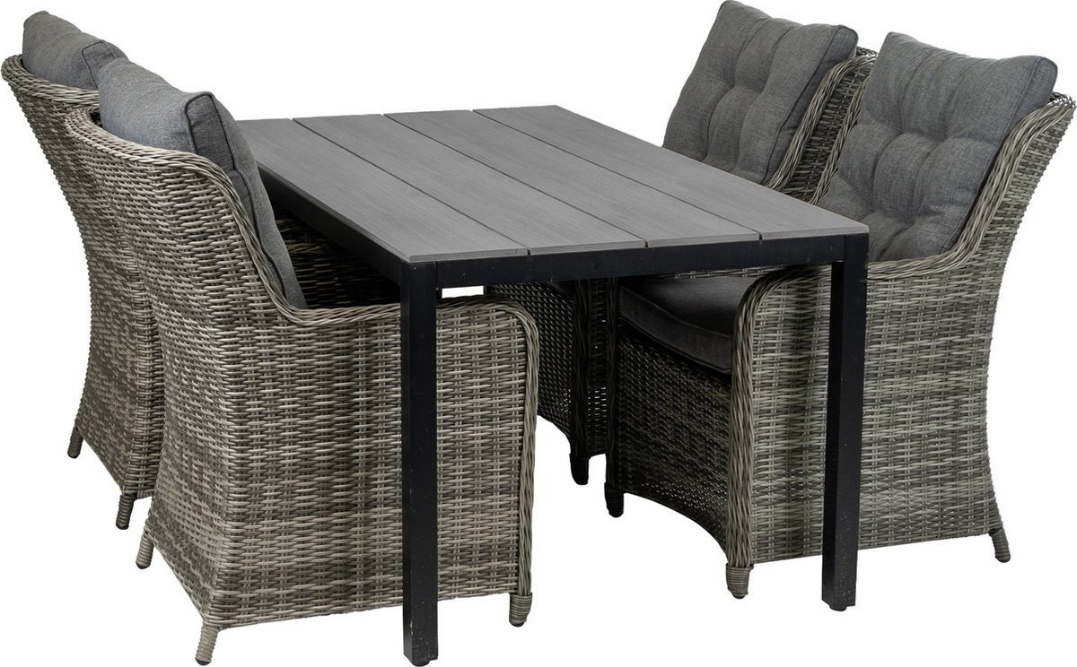 5-delige tuinset | 4 Dublin tuinstoelen (AG) | 160 of 180cm Cyprus tuintafel (Grey)