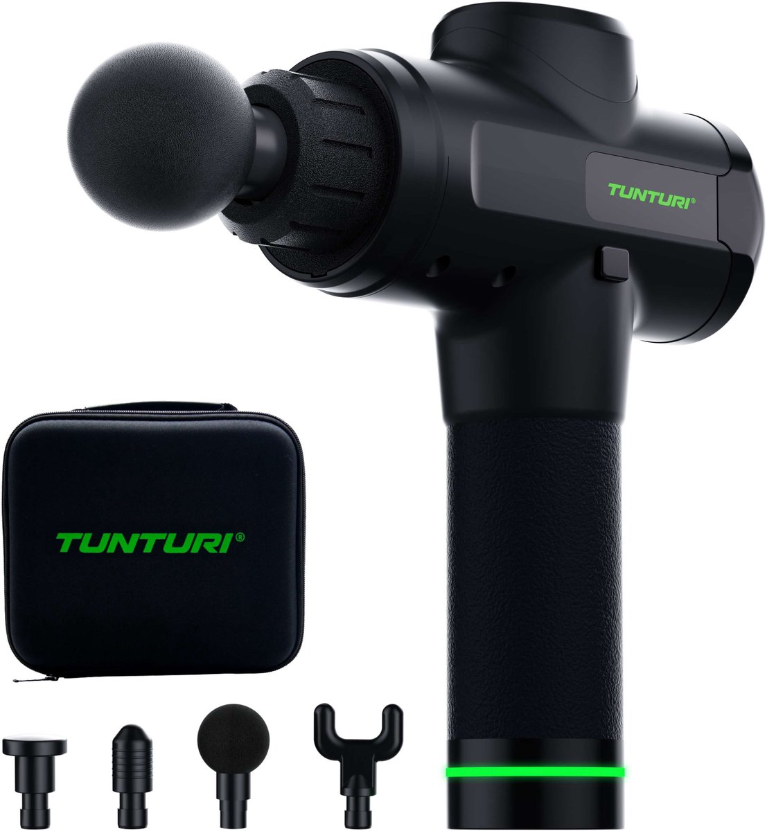 Tunturi MG50 Massage Gun - Incl. Opzetstukken en koffer - Oplaadbaar massage apparaat - Massage pistool - Kleur: zwart