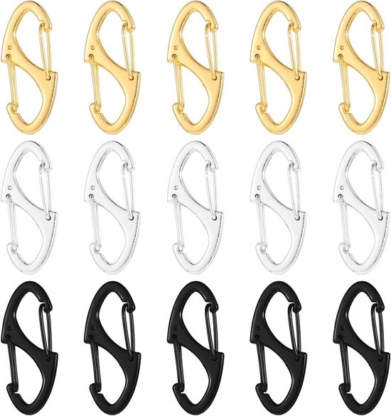 30 stuks karabijnhaken, goud, sleutelhangers, metaal, karabijnhaken, klein met D-ring, 360° draaibare sluiting, karabijnsluiting voor doe-het-zelf knutselen, sleutelhanger, karabijnhaak, sleutelring