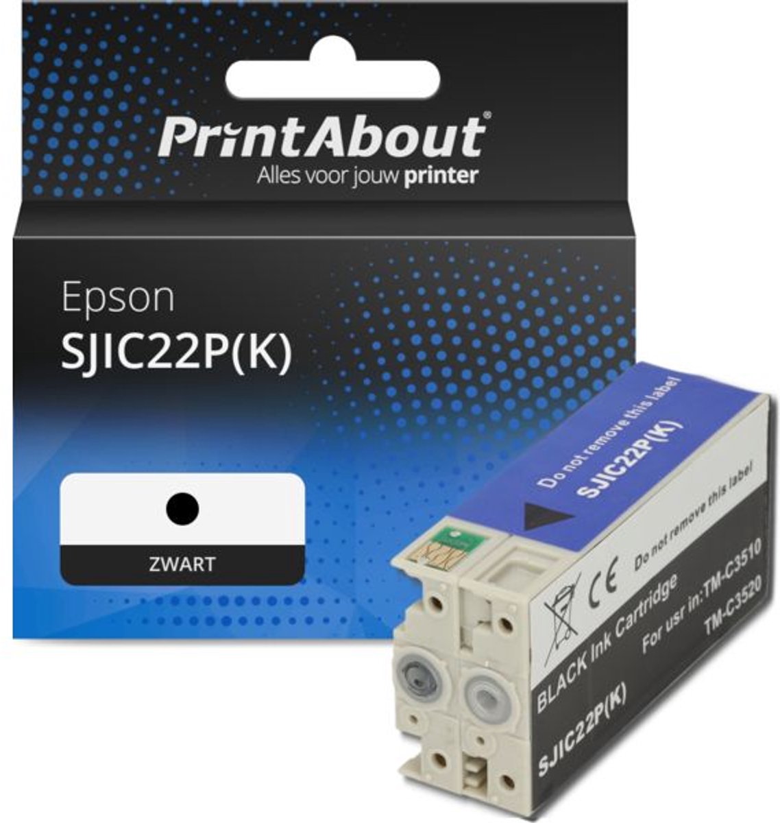 PrintAbout huismerk Inktcartridge SJIC22P(K) Zwart geschikt voor Epson