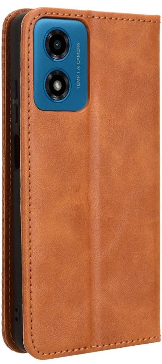 Mobigear Telefoonhoesje geschikt voor Motorola Moto E14 Hoesje | Mobigear Sensation Bookcase Portemonnee | Pasjeshouder voor 3 Pasjes | Telefoonhoesje voor Pinpas / OV Kaart / Rijbewijs - Bruin