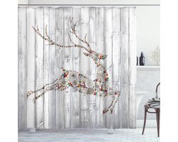 New Bed, Hert Kerst Dieren Rustiek, Douchegordijn Badkamer Decor Set met Haakjes, 175 cm B 220 cm L