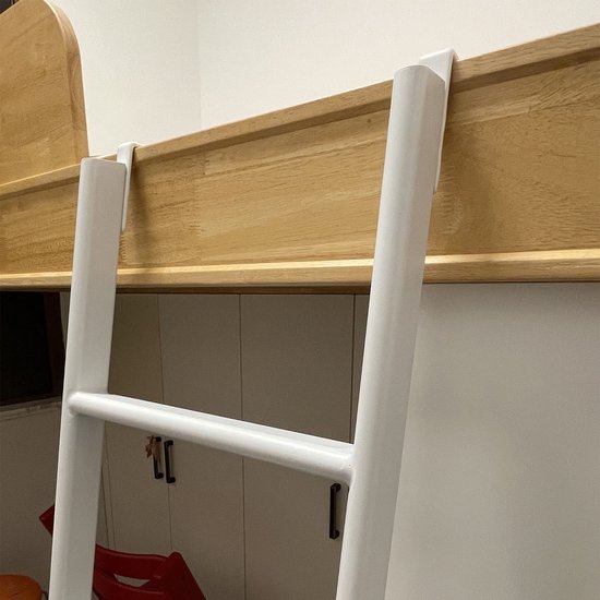 Kinderbed stapelbed Pauli massief beuken onbehandeld met en glijbaan incl. rol lattenbodem - 90