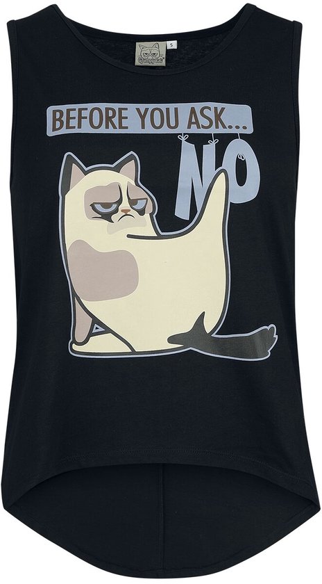 Grumpy Cat Before You Ask ... No Dames Tanktop - zwart - XXL