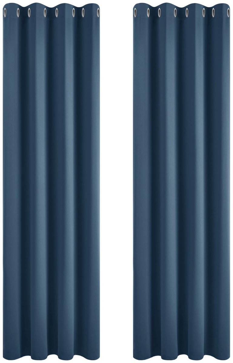 Unyqoos ® Stijlvolle Verduisterende Gordijnen met Thermische Isolatie en Privacybescherming, 200 x 140 cm, Set van 2, Donkerblauw Dunstblauw
