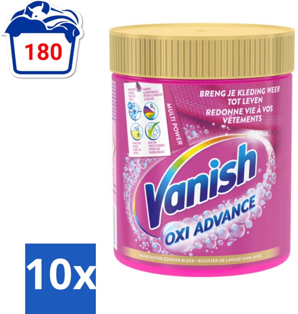 10 x Vanish Oxi Advance - Vlekkenverwijderaar Poeder - Zonder Bleek - Gekleurde Was - 470 Gram - Vlekkenverwijderaar - Gekleurde Was - Kleuren Beschermen - Bleekvrije Was - Wasmiddel