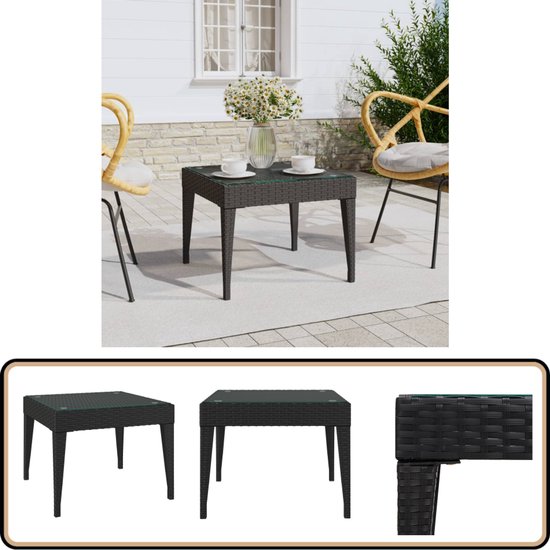 Table d'appoint vidaXL Zwart - 50 x 50 x 38 cm - Table d'appoint en résine Poly - Table basse - Table de jardin - Table noire - Table en rotin