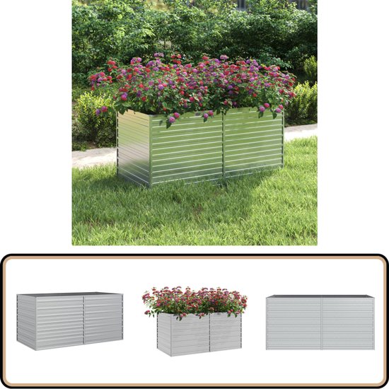 vidaXL Plantenbak verhoogd 600x80x45 cm gegalvaniseerd staal zilver