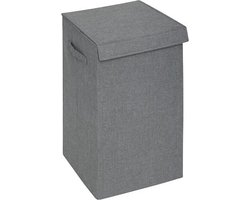 5Five Eureka sorteer wasmand - 74 liter - grijs - 37 x 37 x 60 cm - MDF/Polyester stof - met afsluitklep