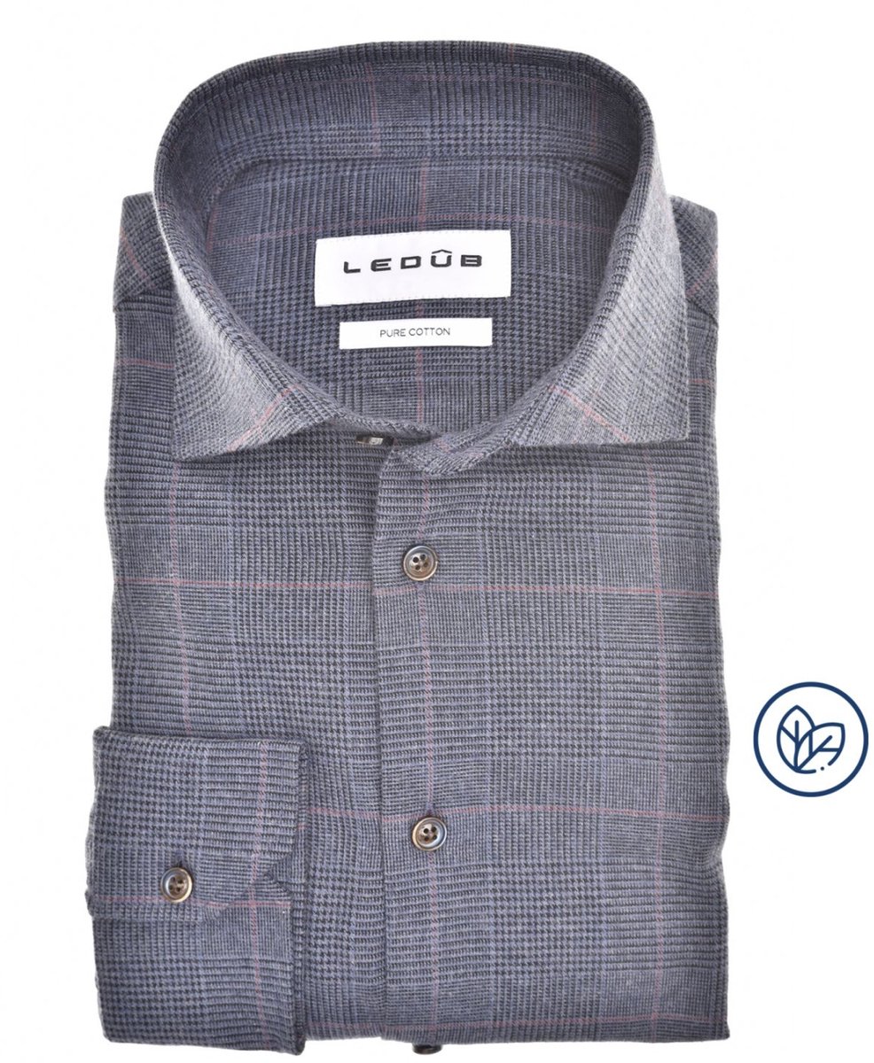 Ledûb overhemd modern fit flannel ruit