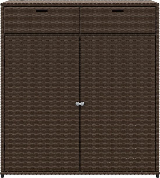 Abri de jardin The Living Store 105x55x113 cm en résine tressée marron - Armoire de rangement de jardin - Abri extérieur - Armoire de rangement extérieure - Coffre de jardin - Armoire en rotin