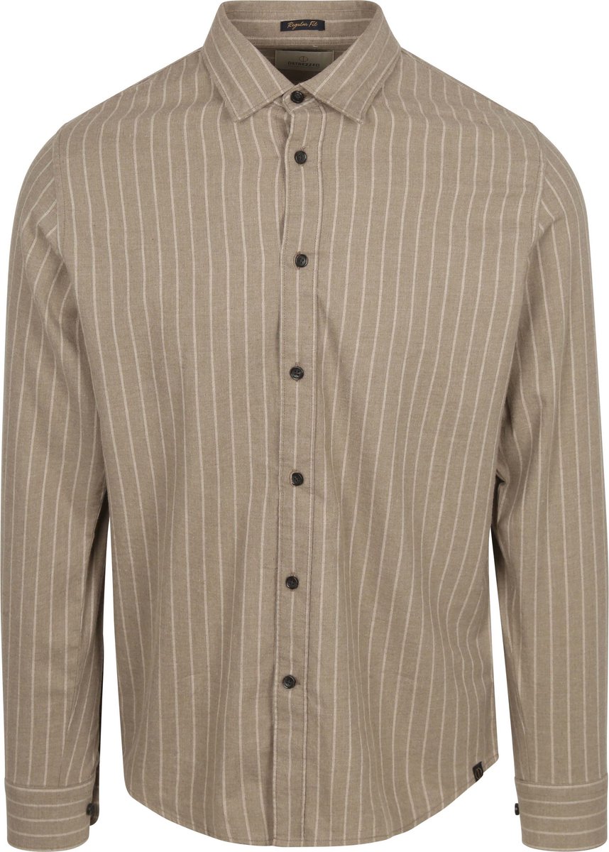 Dstrezzed Overhemd Anthony Streep Beige - Maat M - Heren - Overhemden Casual