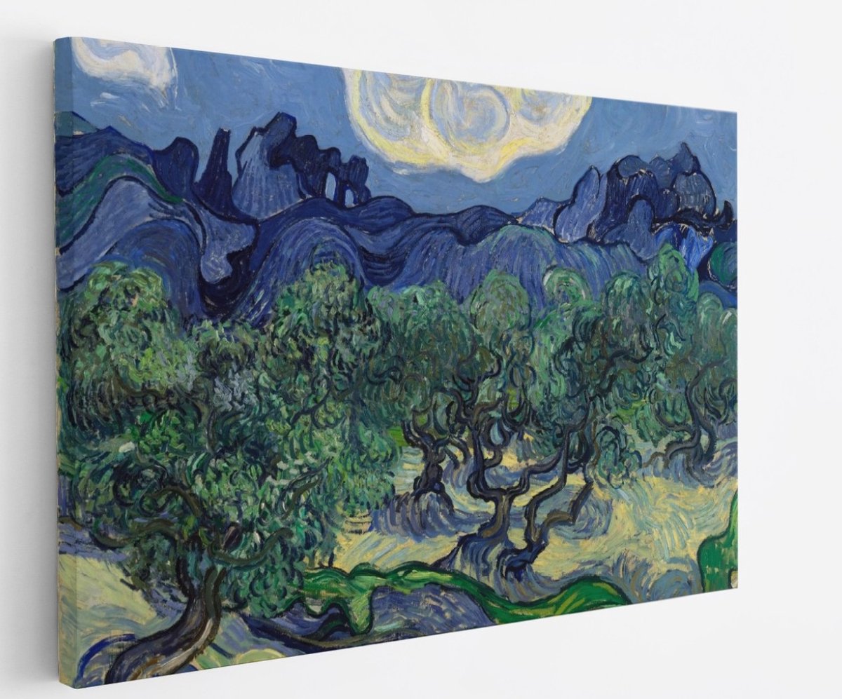 Saammp Canvas Schilderij - De Olijfbomen - Van Gogh - Oude Meesters - 90x60 - Foto op canvas - Wanddecoratie - muurdecoratie Woonkamer - Slaapkamer decoratie - Canvas Print Multicolor