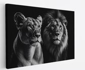 Saammp Canvas Schilderij - Leeuwin en leeuw - Portret - Dieren - Natuur - 90x60 - Foto op canvas - Wanddecoratie - Muurdecoratie Woonkamer - Slaapkamer decoratie - Canvas Print