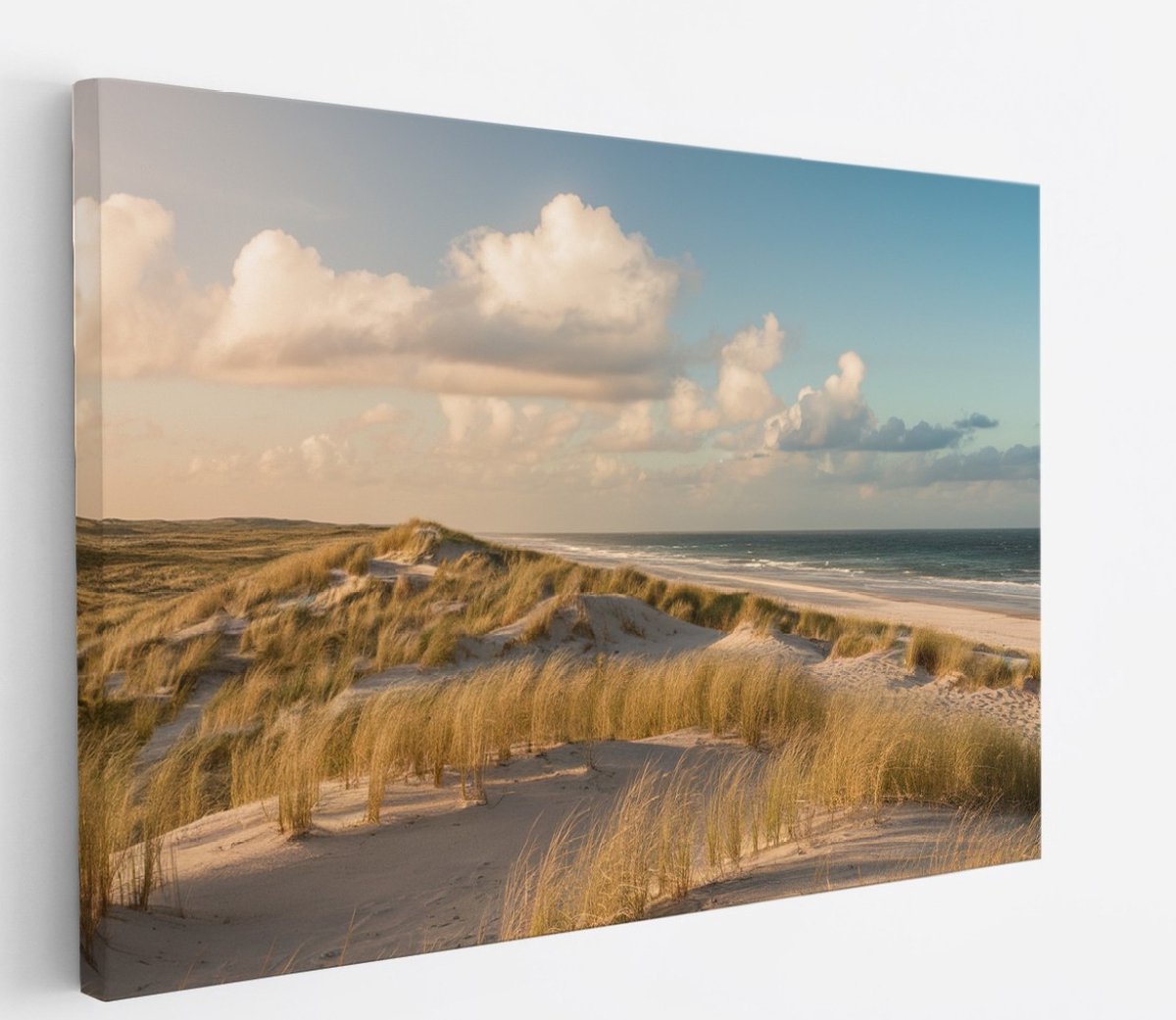 Saammp Canvas Schilderij - Strand - Helmgras - Zee - 60x40 - Foto op canvas - Wanddecoratie - muurdecoratie Woonkamer - Slaapkamer decoratie - Canvas Print Multicolor