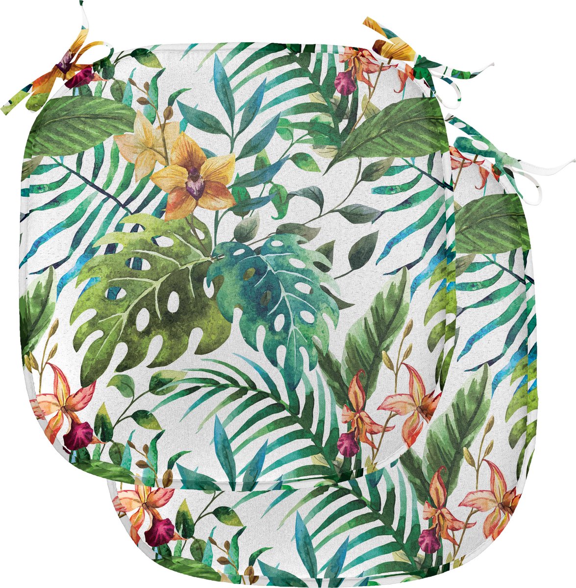 New Bed Blad Palmboom Bloemen Hibiscus Stoelkussen Set van 2, Anti-Slip Zitting Pad, 40 cm x 40 cm