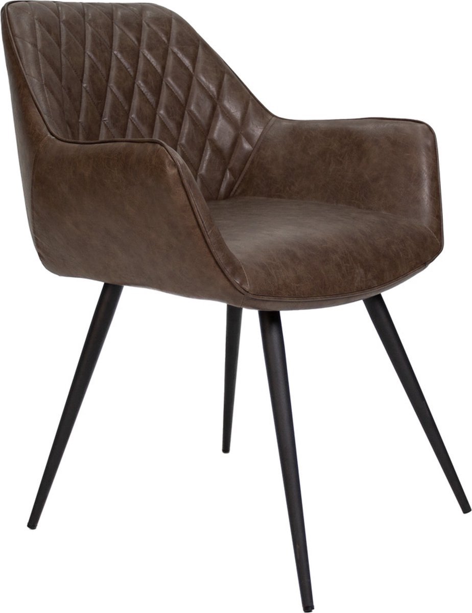 Bolt Edge Eetkamerstoel - Kunstleer - Metalen poten - Zithoogte 49cm Taupe