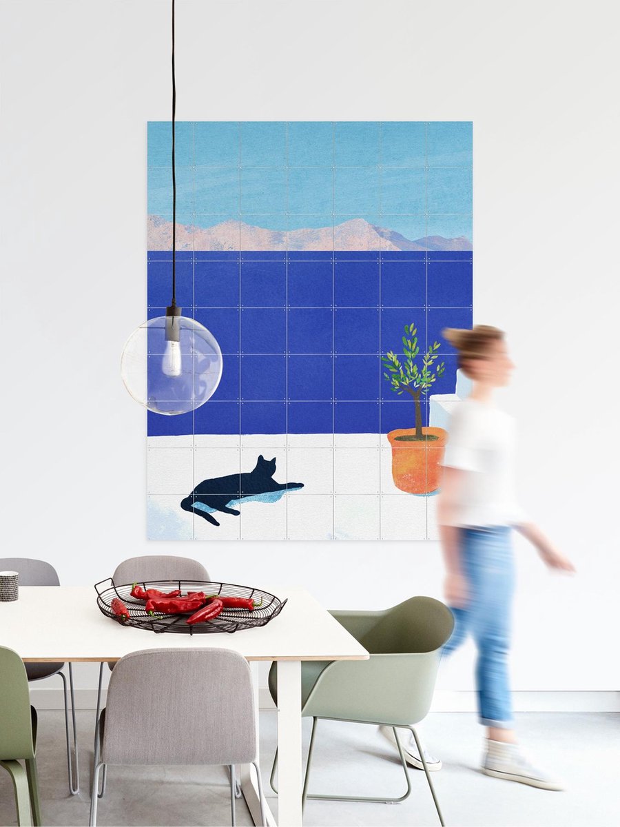 IXXI Cat Siesta, Henry Rivers - 80 x 100 cm - Gratis ophangtool - Grote wanddecoratie en posters - Illustraties, Speels, Digitale Kunst, Grafisch