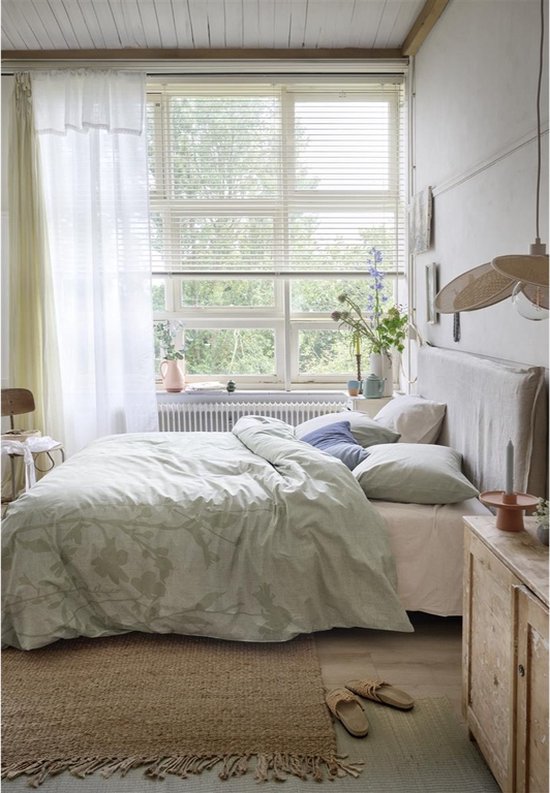 Ariadne at Home Plant dekbedovertrek - Lits-Jumeaux - 240x200/220 - Licht groen van Ariadne at Home — afbeelding 5