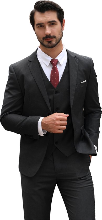 Allthemen Costume 3 pièces pour homme Coupe ajustée Costumes de mariage – Veste moderne pour affaires – L