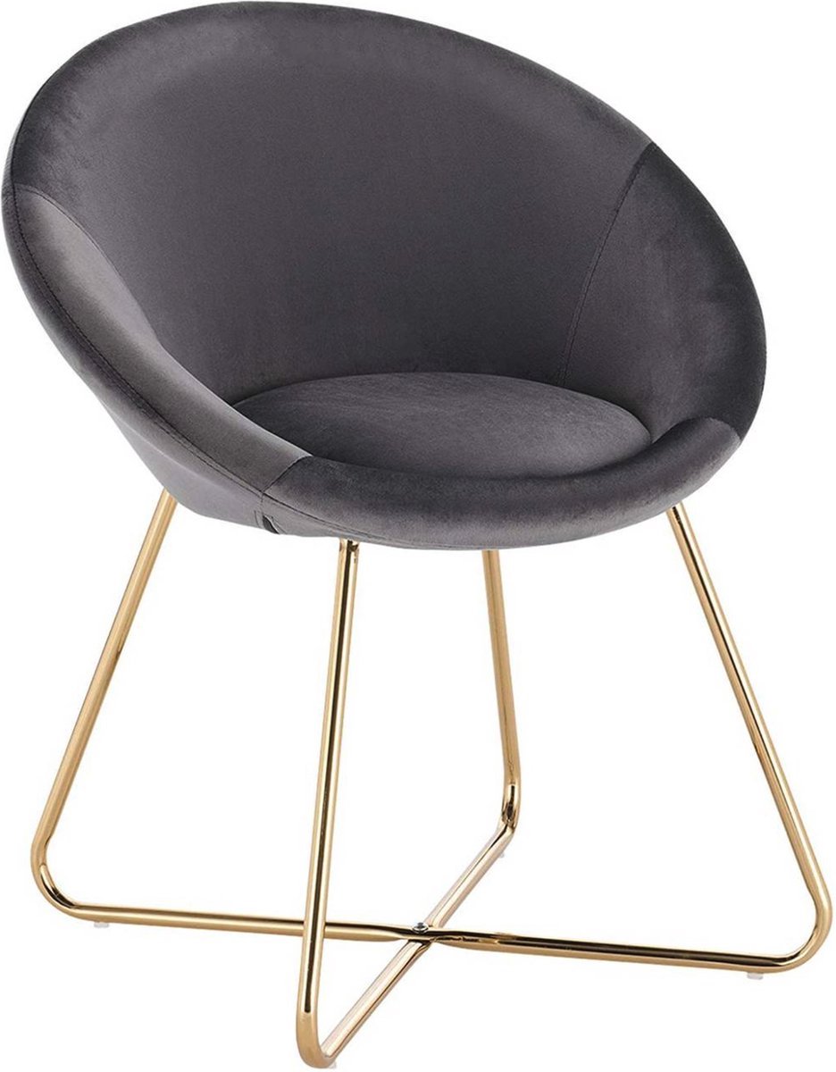 Bolt Edge Bezoekersstoel - Donkergrijs Velvet - Metalen Poten - Deluxe Eetkamerstoel - Zit