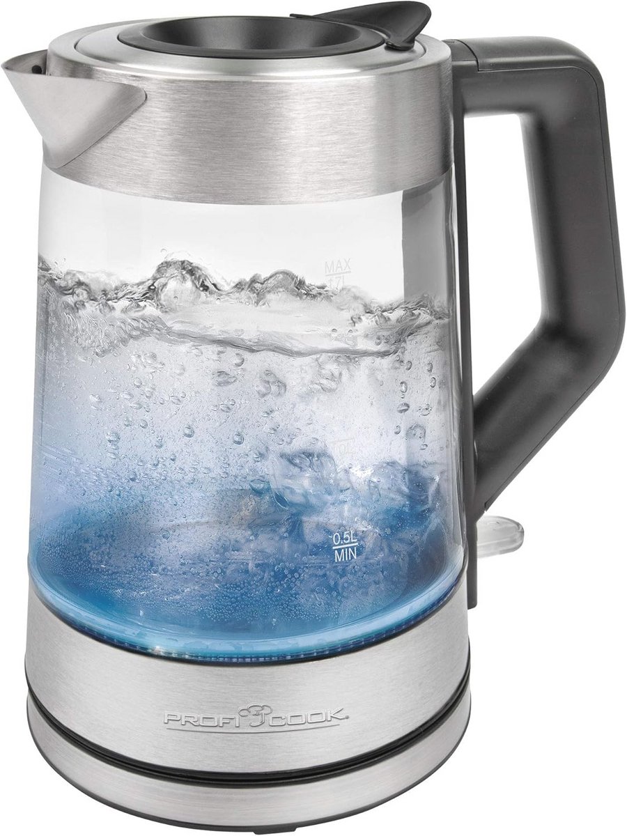 Glaskoker 1,7 liter | 2200 watt | Temperatuurafhankelijke Verlichting | Automatische Uitschakeling | Glas Waterkoker