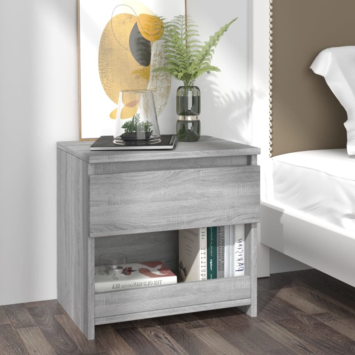 vidaXL Nachtkastje 60x31x60 cm bewerkt hout en metaal zwart