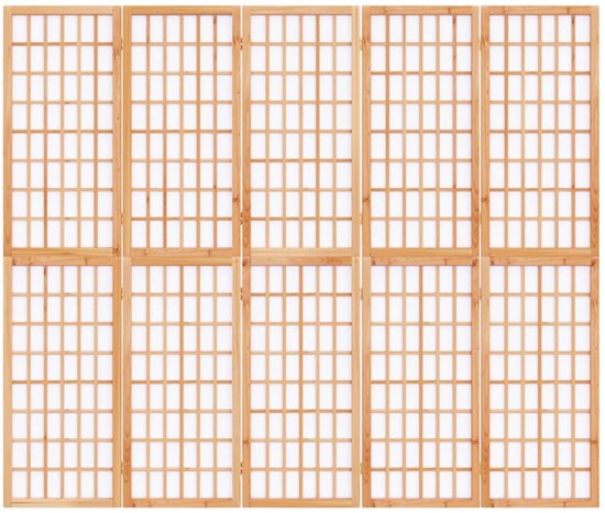 vidaXL de séparation de pièce de style japonais - 5 panneaux - 200 x 170 cm - Paravent de confidentialité - Cloison de séparation en bois - Paravent pliable