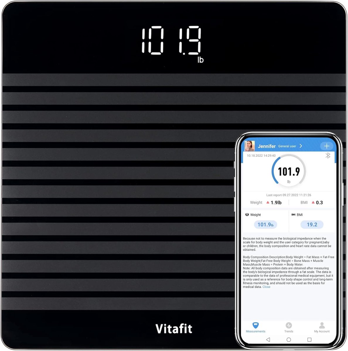 Digitale Personenweegschaal met BMI Functie en Bluetooth Verbinding - Antislip Platform