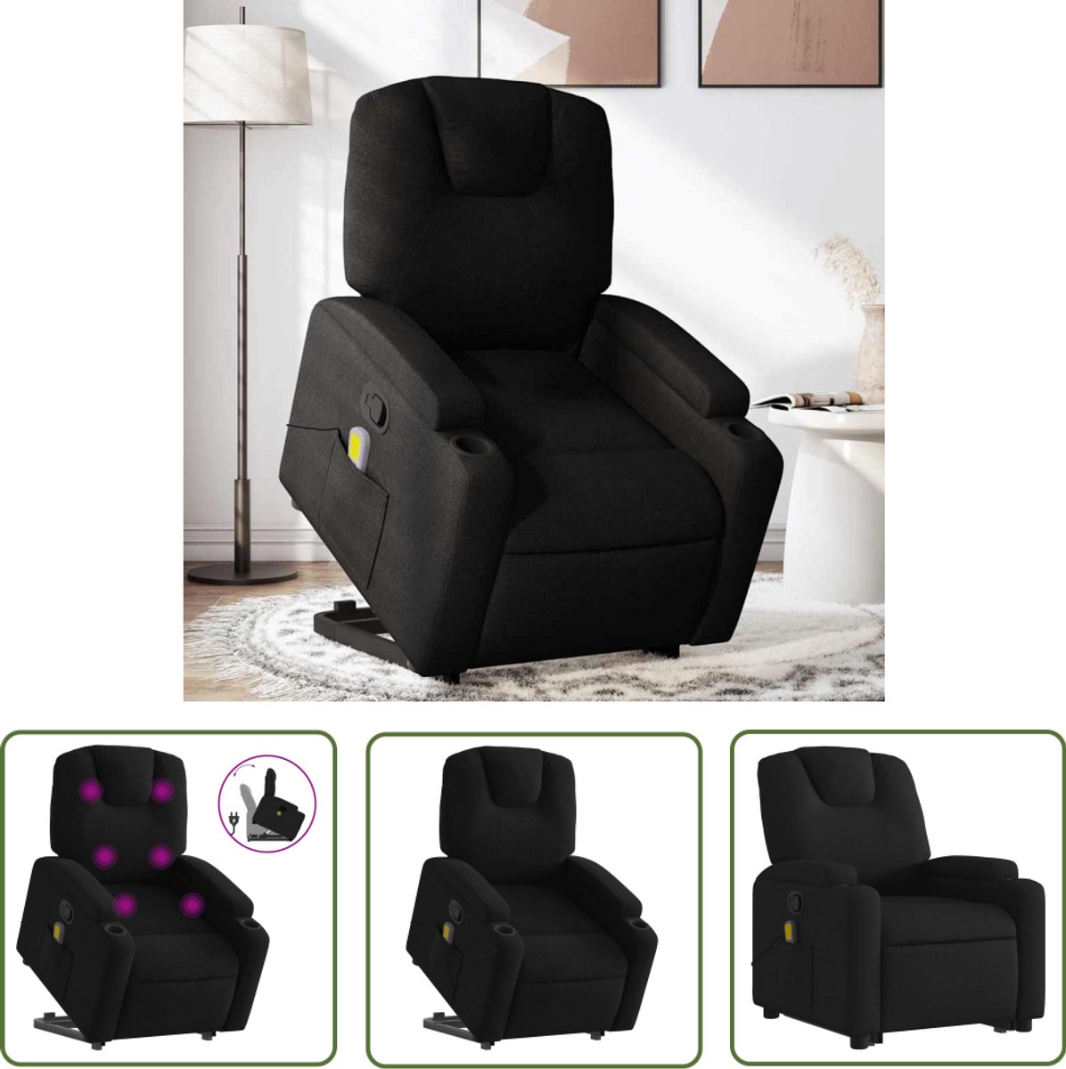 vidaXL Verstelbare Massagestoel - Zwart Stof - vidaXL - €226,99