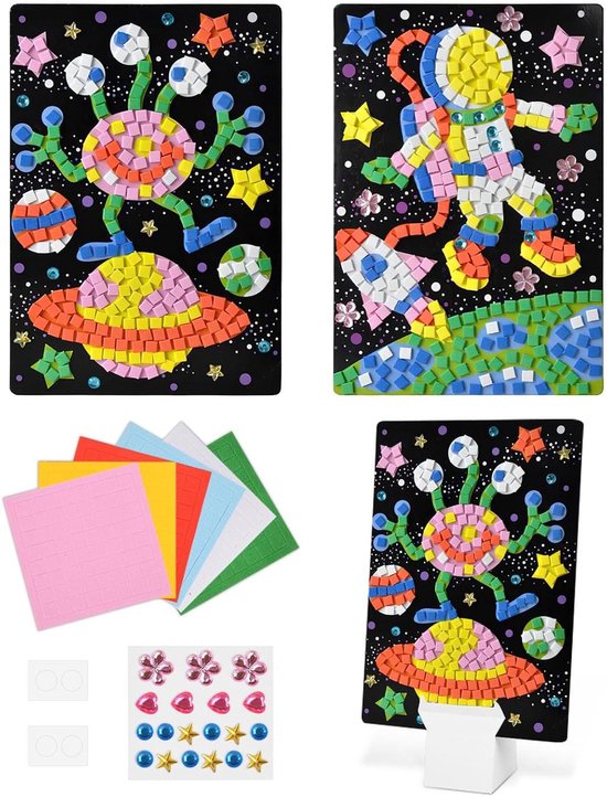 6-delige mozaïek knutselset met stickers voor kinderen - DIY mozaïek