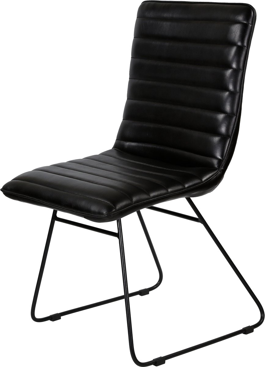 Casa Moro Zwarte leren eetkamerstoelen van echt leer – stijlvolle stoelen voor eetkamer, kantoor & wachtruimte Esszimmerstuhl Leder Schwarz