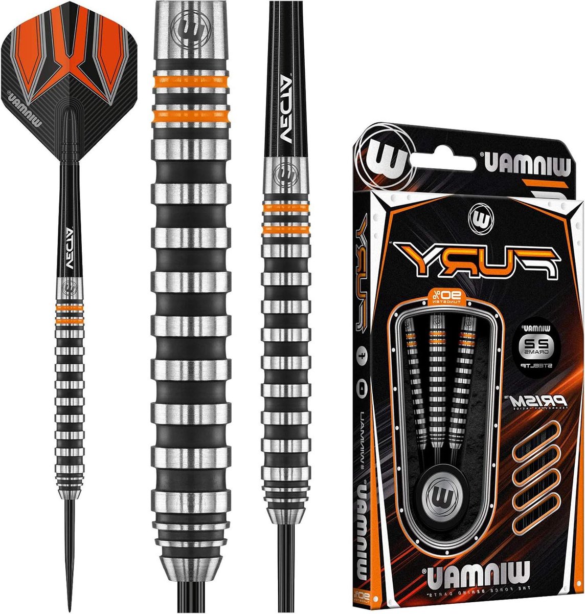 Tungsten dartpijlen met prismavluchten en vectaschachten - 22-28 Gram - 3 Stuks