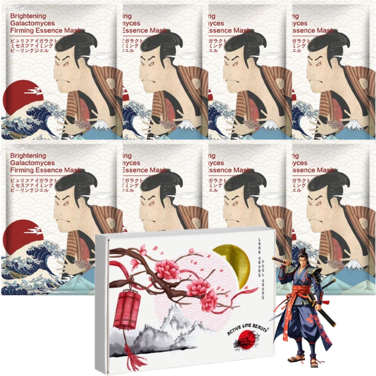 Goedkoopste Mitomo Samurai White Cadeau Man Gezichtsmaskers Verzorging - 8 x 25g - Verhelderende en Verstevigende Face Mask in Geschenkdoos