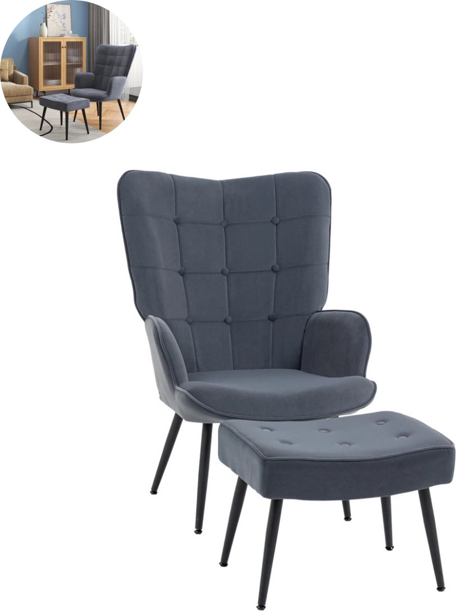 GranMaison Fauteuil - Relaxzetel - Relaxstoel - Relaxfauteuil - Stoel - Voor één Persoon - D0nkergrijs Donkergrijs