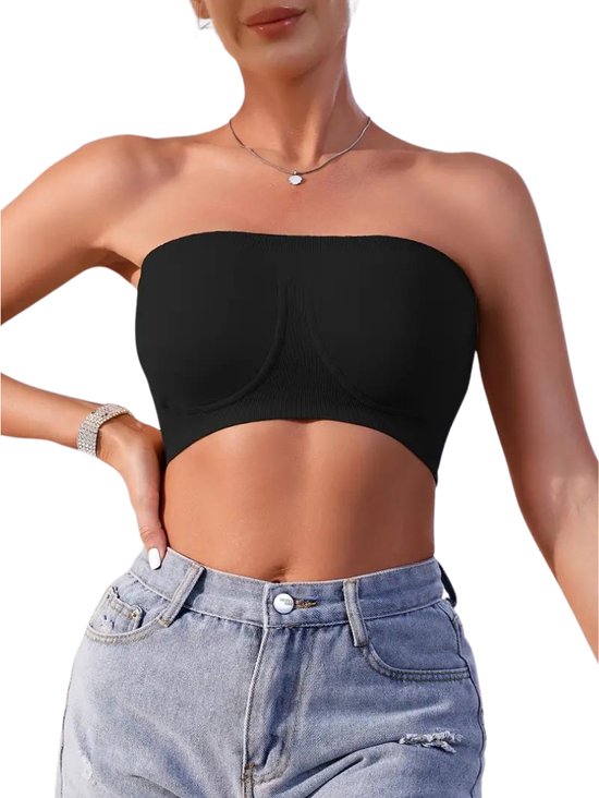 BH Nivard sans armatures - Sans Bracelets - Soutiens-gorge Push -up - Soutien-gorge Comfort - Confortable - Solide - Zwart - Taille XL