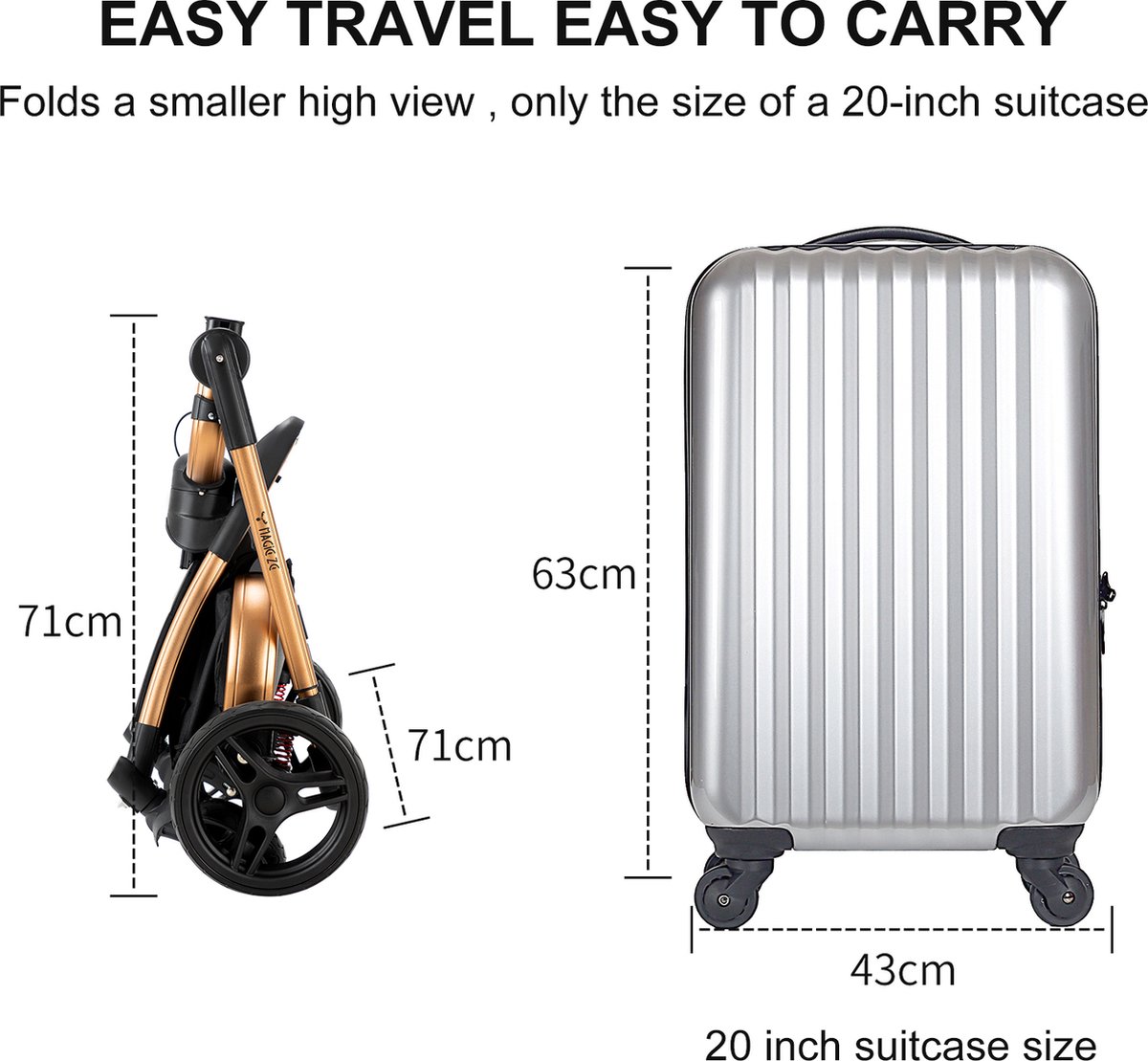 Seastone Luxe 3 in 1 Kinderwagen Inklapbaar Zwart - afbeelding 2