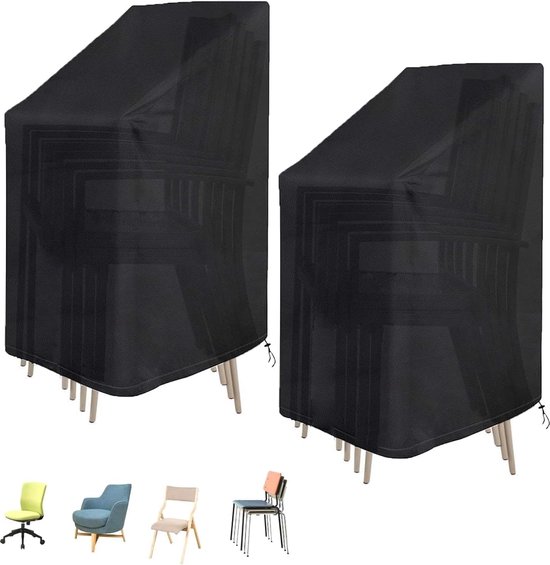 Tuinstoelafdekking, bescherming voor stapelstoelen, uv-bestendig, van 210d Oxford-weefsel, geschikt voor tuinstoelen