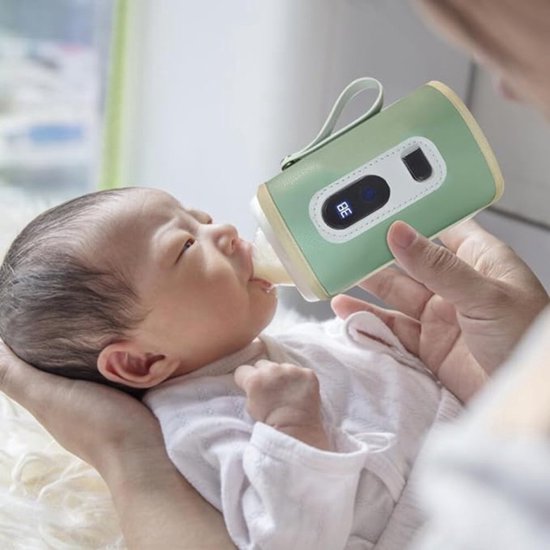 Draagbare Flessenwarmer - Flessenwarmer Onderweg USB Oplaadbaar - Flesverwarmer Met 5 Verwarmingsniveaus - LCD Display - Geschikt Voor Babyflessen En Glazen Bekers van Halovie — afbeelding 2