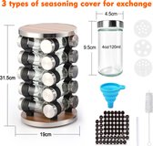 SUMOH® Carrousel organisateur de support à épices en acier inoxydable de haute qualité rotatif à 360 degrés avec 20 pots