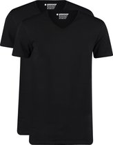 Garage 0222- Bio-Cotton Bodyfit 2-pack T-shirt V-hals korte mouw zwart M 95% organisch katoen 5% elastan