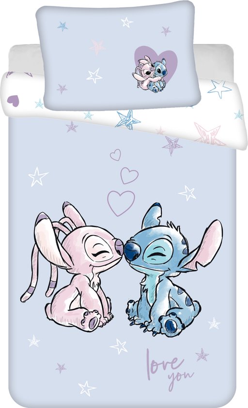Disney Lilo & Stitch BABY Dekbedovertrek, Angel en Stitch - 135 x 100 + 40 x 60 cm - Katoen